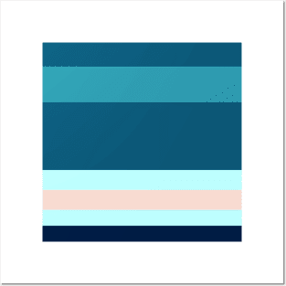 A lovely federation of Oxford Blue, Blue Sapphire, Sea, Pale Cyan and Champagne Pink stripes. Posters and Art